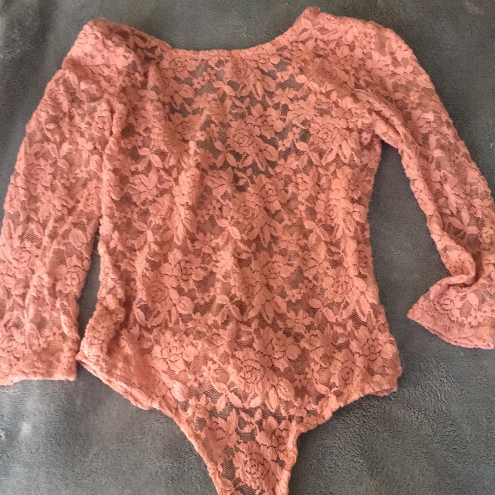 Blush lace floral bodysuit